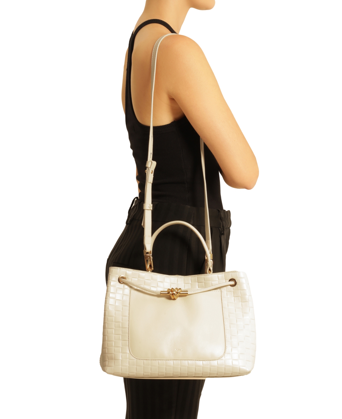 Arezzo Delphine Large Leather Shopping Bag In Brown