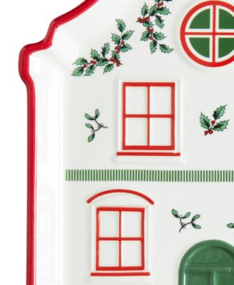 Christmas Tree Village Tidbit Tray, Red