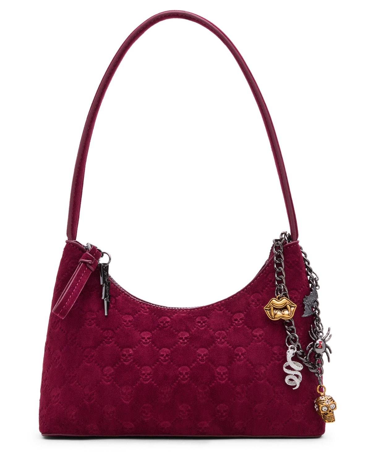 Betsey Johnson Headliner Deboss Top Zipper Shoulder Bag In Red