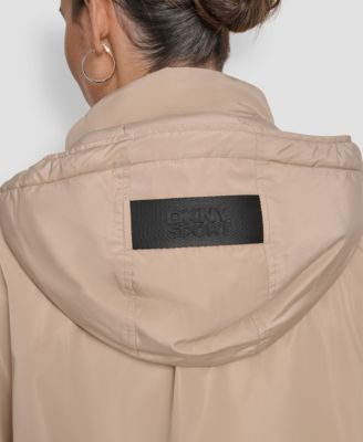 Women's Hooded Sewn-In Diamond Quilted Lining Oversize Jacket