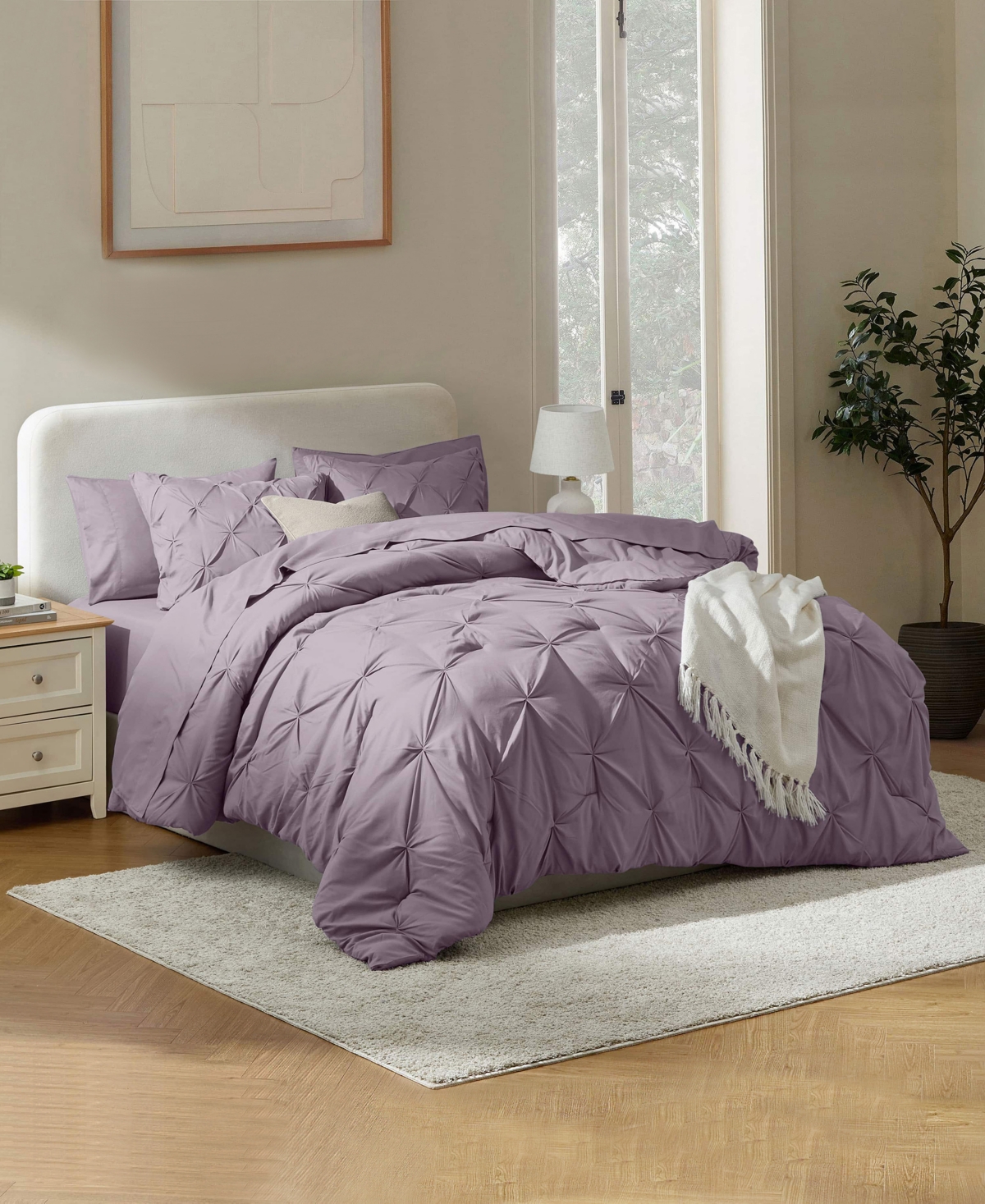 Nestl Luxury Soft Pinch Pleat 7-pc. Comforter Set, Full In Purple