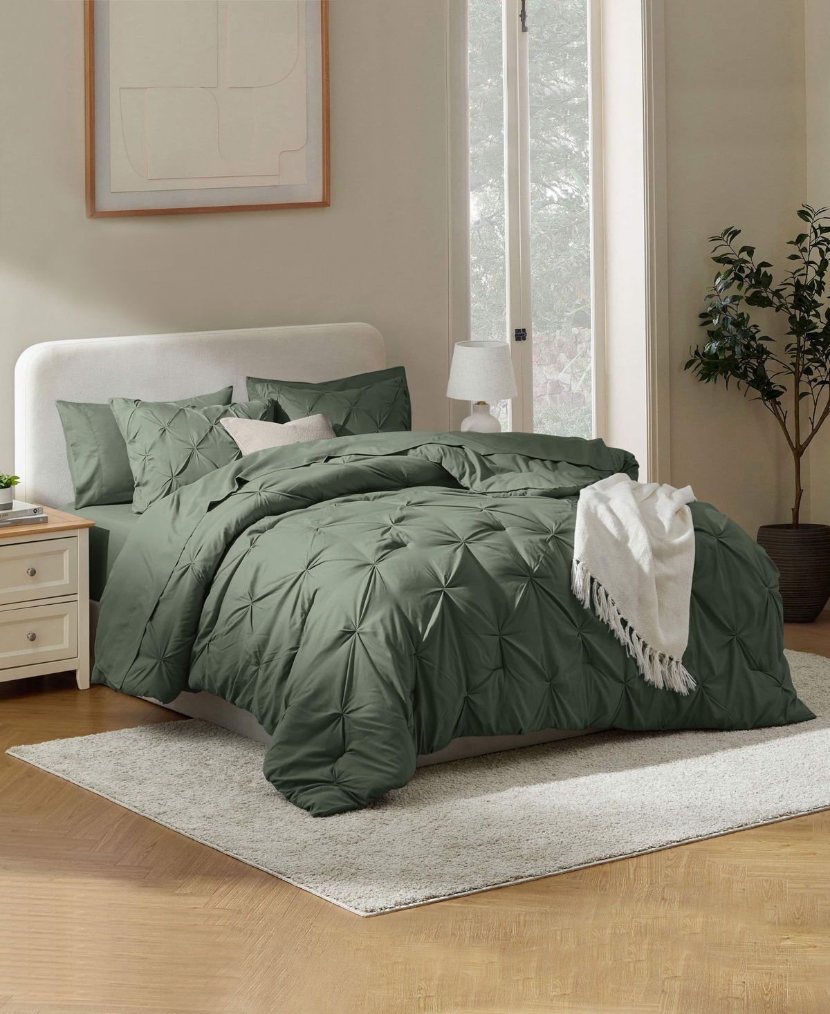 Nestl Luxury Soft Pinch Pleat 7-pc. Comforter Set, Full In Green