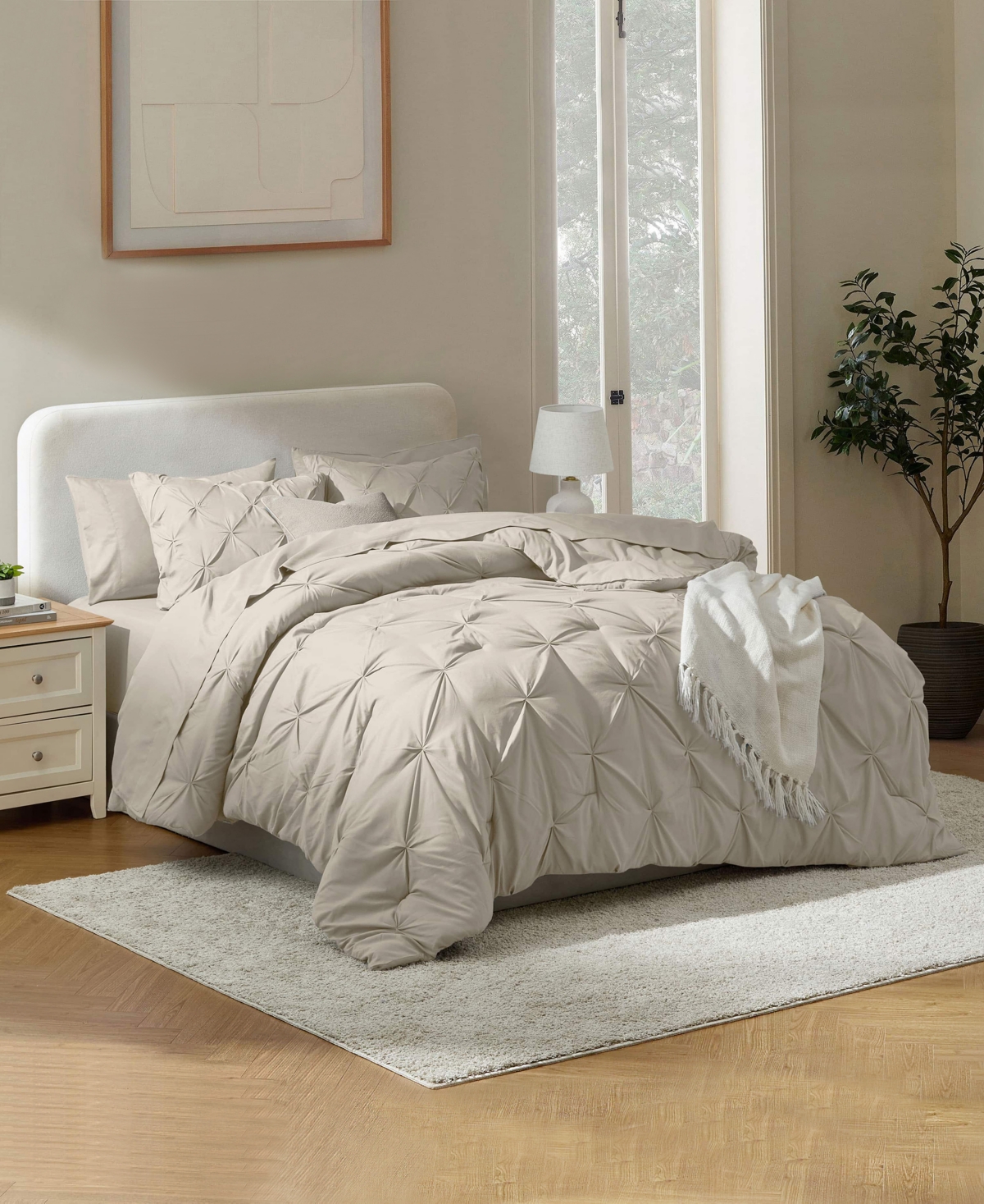 Nestl Luxury Soft Pinch Pleat 7-pc. Comforter Set, King In Sand