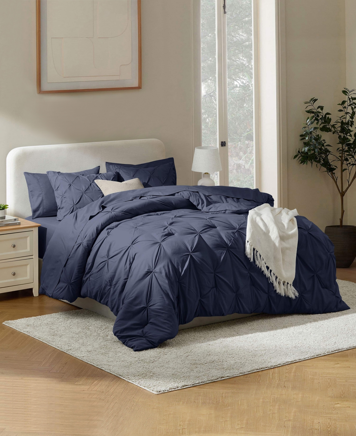 Nestl Luxury Soft Pinch Pleat 7-pc. Comforter Set, King In Blue