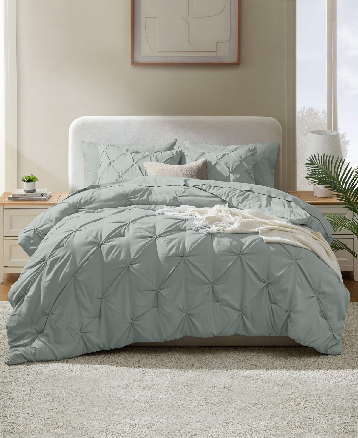 Nestl Luxury Soft Pinch Pleat 7-pc. Comforter Set, King In Green