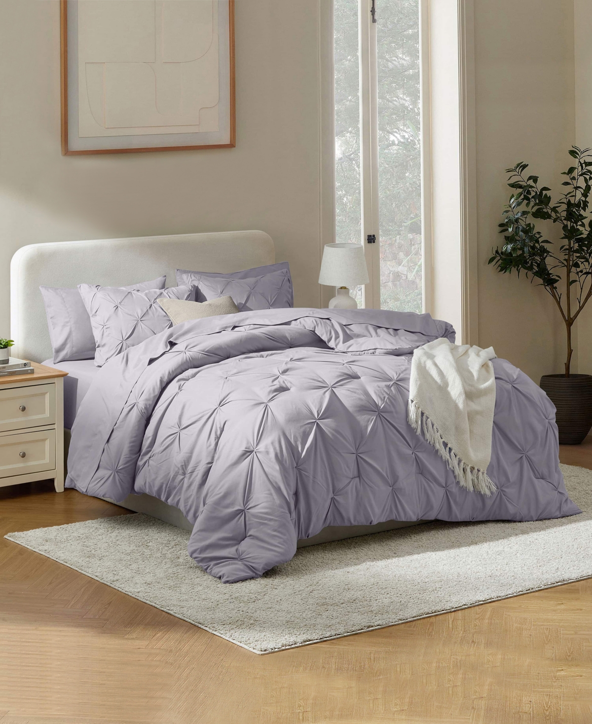Nestl Luxury Soft Pinch Pleat 7-pc. Comforter Set, Queen In Purple