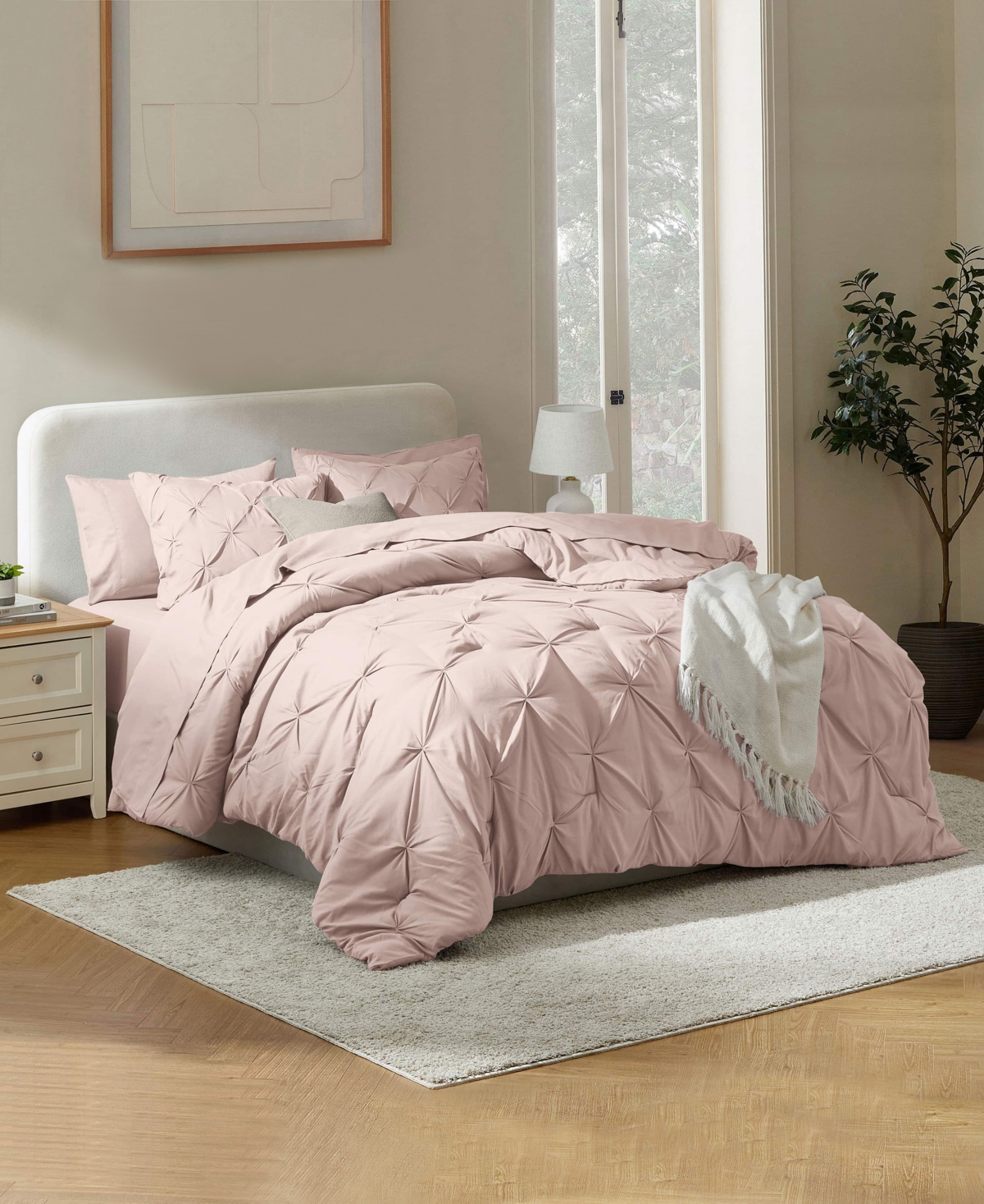 Nestl Luxury Soft Pinch Pleat 7-pc. Comforter Set, Queen In Brown