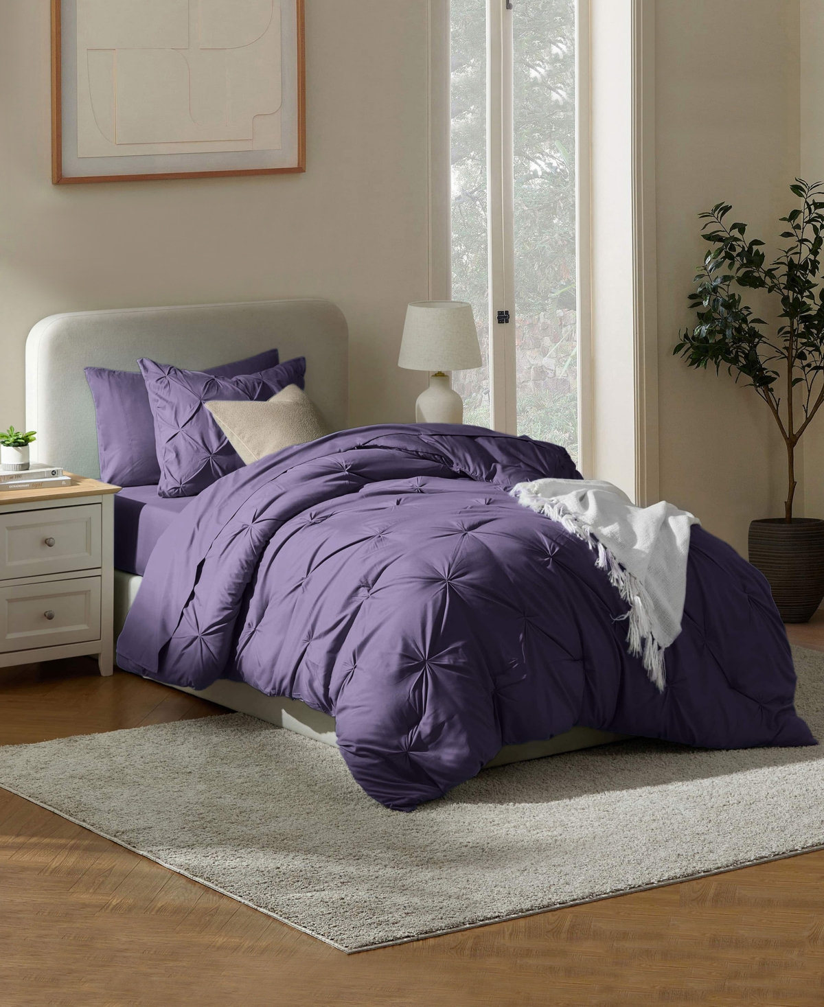 Nestl Luxury Soft Pinch Pleat 5-pc. Comforter Set, Twin In Purple