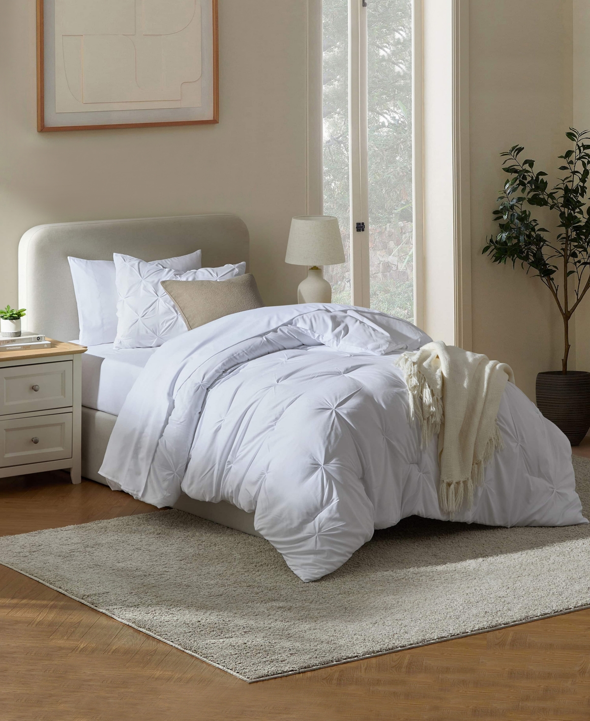 Nestl Luxury Soft Pinch Pleat 5-pc. Comforter Set, Twin In White