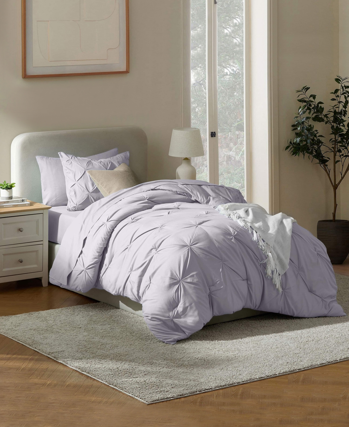 Nestl Luxury Soft Pinch Pleat 5-pc. Comforter Set, Twin Xl In Purple