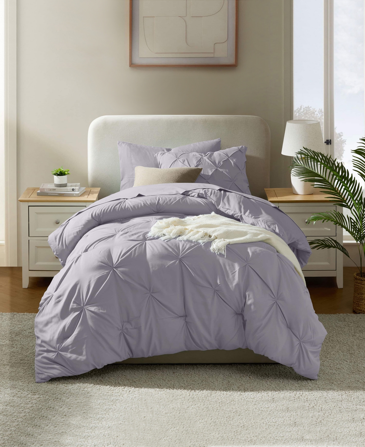 Nestl Luxury Soft Pinch Pleat 5-pc. Comforter Set, Twin Xl In Purple