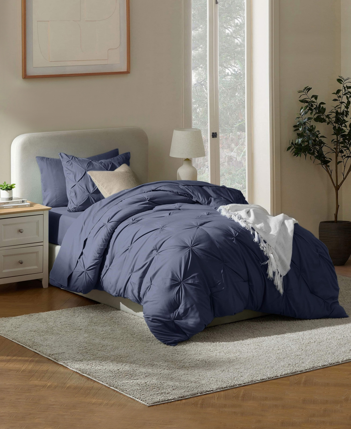 Nestl Luxury Soft Pinch Pleat 5-pc. Comforter Set, Twin Xl In Blue