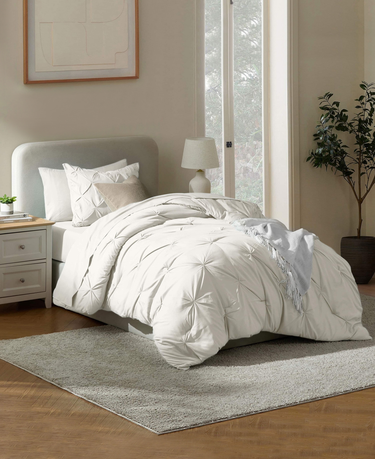 Nestl Luxury Soft Pinch Pleat 5-pc. Comforter Set, Twin Xl In White