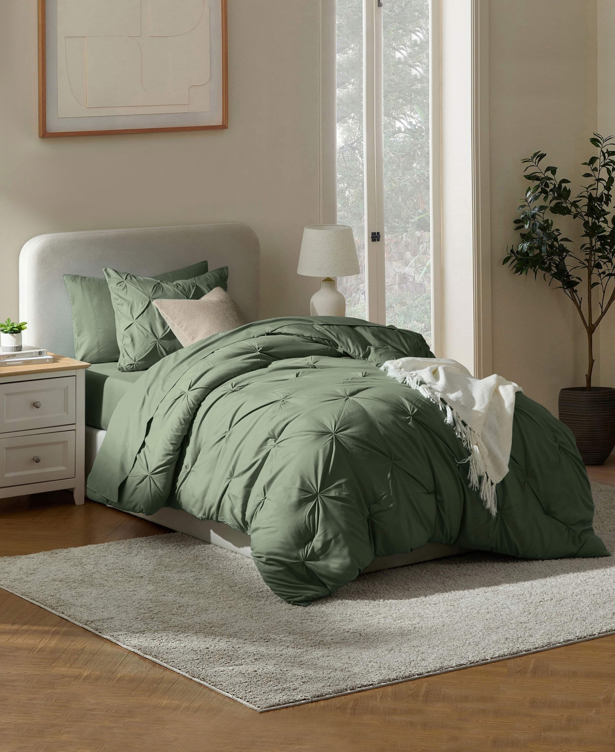 Nestl Luxury Soft Pinch Pleat 5-pc. Comforter Set, Twin Xl In Green
