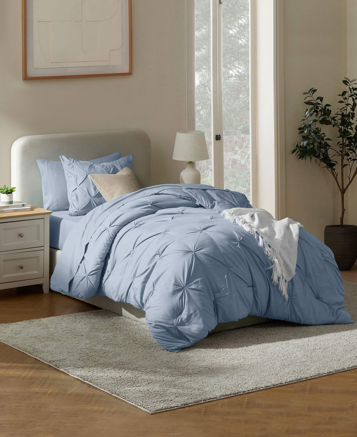 Nestl Luxury Soft Pinch Pleat 5-pc. Comforter Set, Twin Xl In Blue