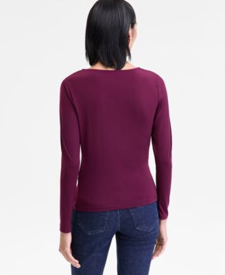 Women's Asymmetrical-Neck Long-Sleeve Top, Macy's Exclusive