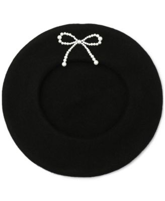 Pearl Bow Felt Beret
