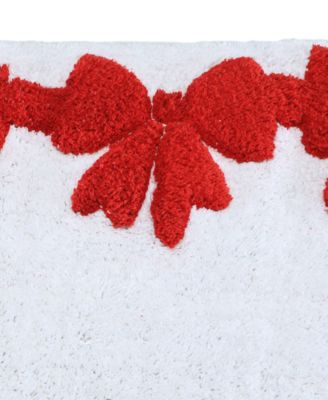 Holiday Bow Cotton Border Bath Rug, 20" x 32" 