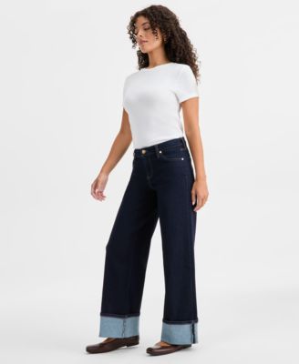 Women's Morgan Cuffed Wide-Leg Jeans