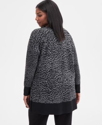 Plus Size Animal Jacquard Cardigan, Macy's Exclusive 