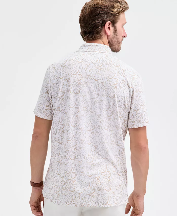 Men's Short Sleeve Paisley Pima Cotton Polo Shirt - thumbnail 8