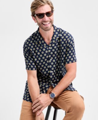 Men's Medallion-Print Camp Collar Short-Sleeve Shirt, Macy's Exclusive
