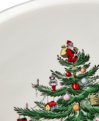 Christmas Tree Black & White Santa Footed Treat Tray