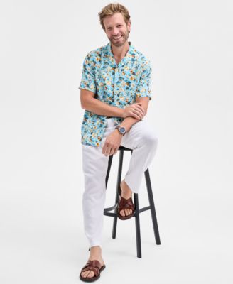 Men's Burma Short Sleeve Floral Print Button-Front Camp Shirt, Macy's Exclusive