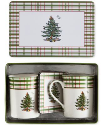 Christmas Tree Annual 5-Piece Mug &amp; Tin Coaster Set