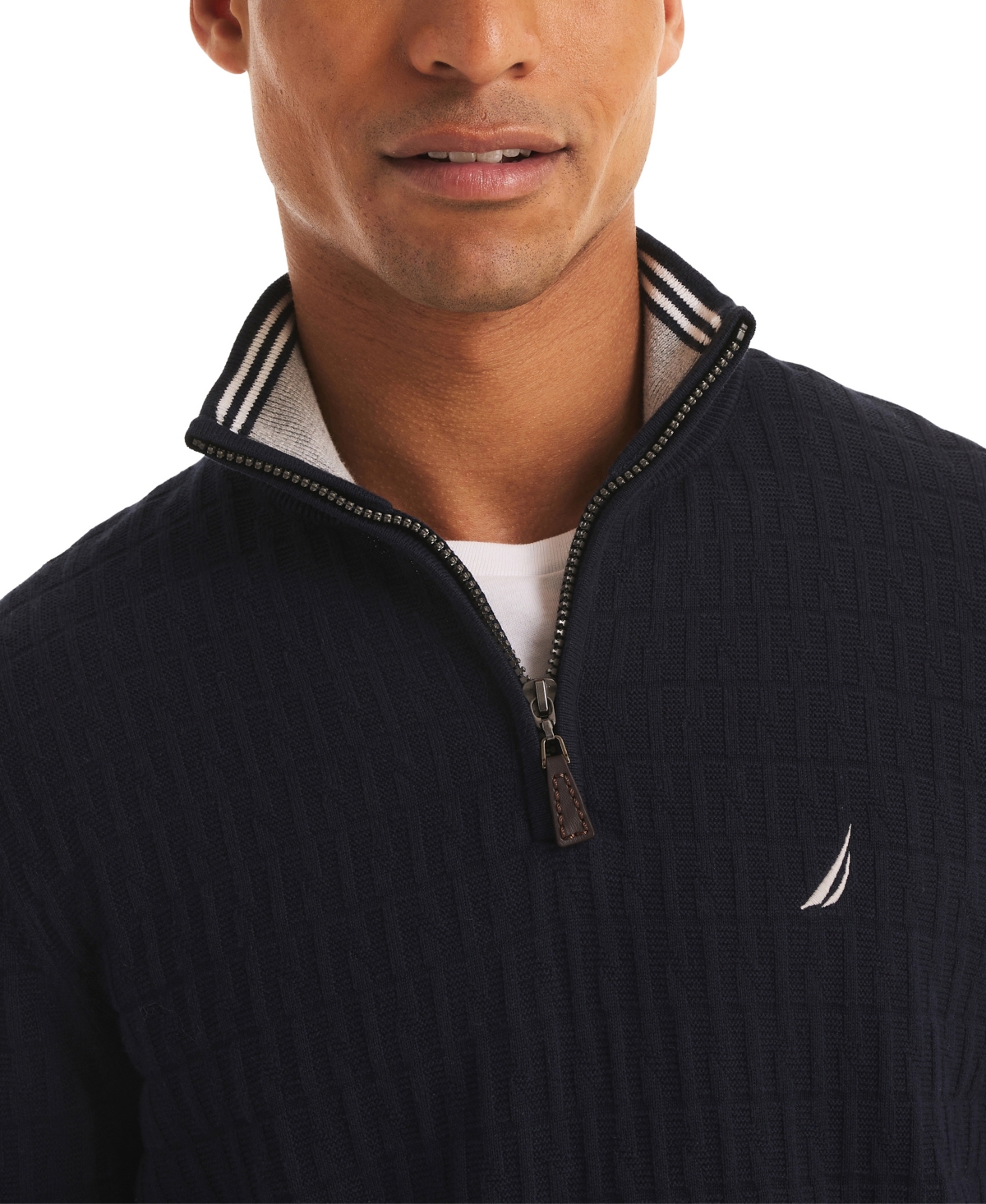 Nautica Men's Classic Fit Quarter Zip Sweater In Blue
