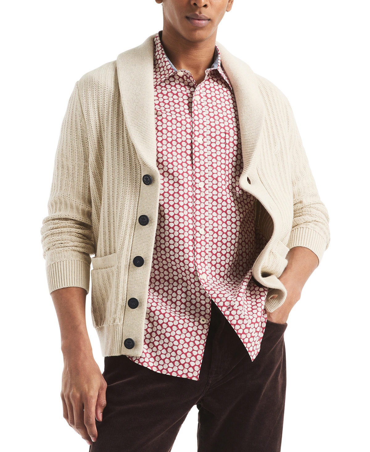 Nautica Mens Printed Short-sleeve Shirt In Pink