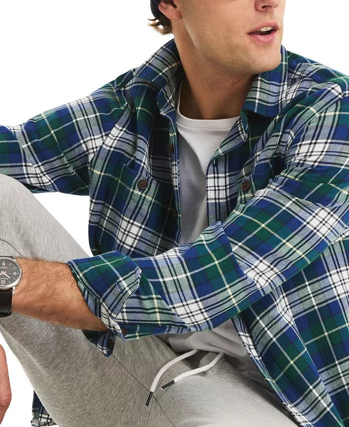 Men's Straight Collar Plaid Shirt - thumbnail 3