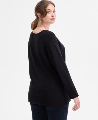 Plus Size V-Neck Long-Sleeve Tunic, Macy's Exclusive 