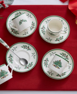 Christmas Tree Espresso Cup & Saucers, Service for 4