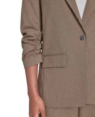 Petite Novelty Check One Button Jacket