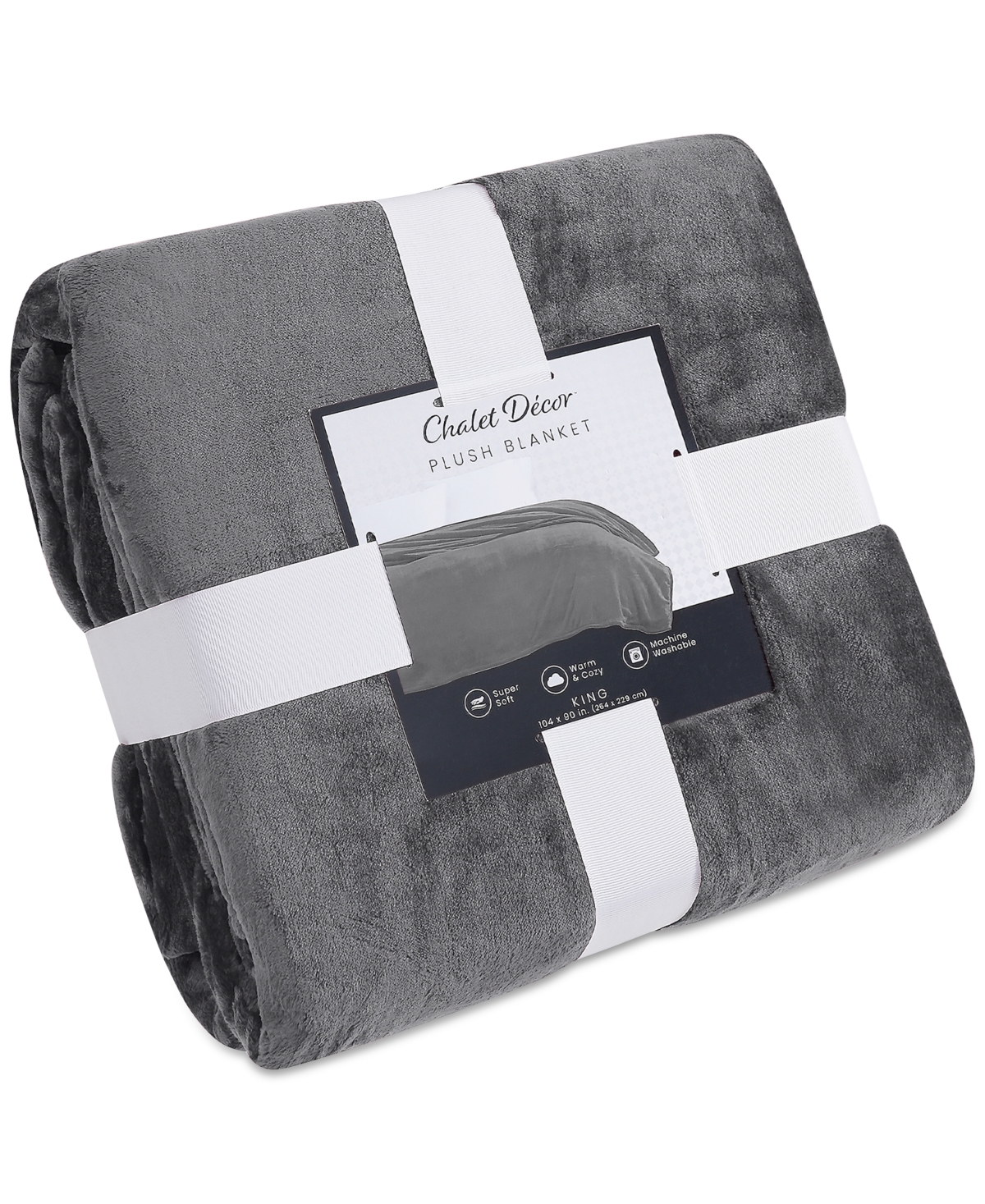 Chalet Decor Velvety Soft Plush Blanket, Full/queen In Gray