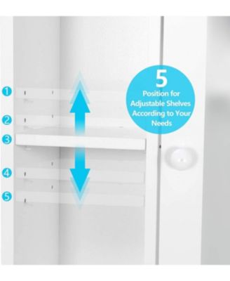 White Over The Bathroom Storage Cabinet, Freestanding Wood Space-Saving Organizer with Glass Door & Adjustable Shelves