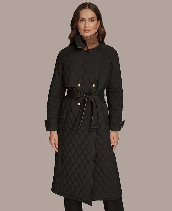 Women's Belted Maxi Quilted Coat - thumbnail 10