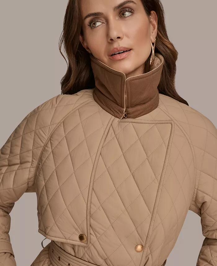 Women's Belted Maxi Quilted Coat - thumbnail 7