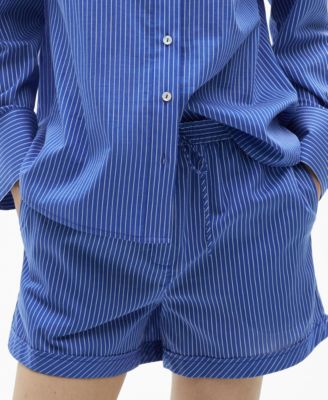 MANGO - Women's Striped Cotton Blend Shorts