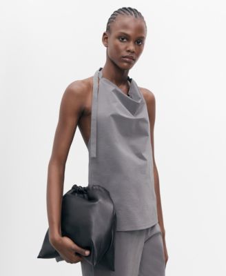 MANGO - Women's Open-Back Draped Top