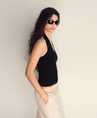 Women's Ribbed Halter-Neck Top