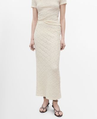 MANGO - Women's Textured Fitted Skirt