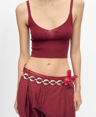 MANGO - Women's Fine-Knit Crop Top