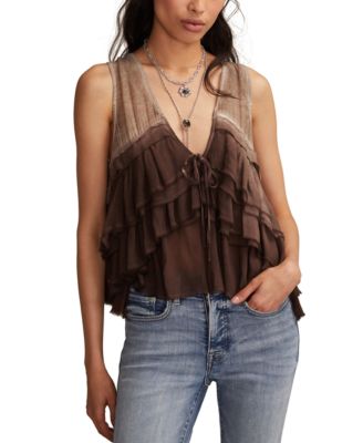 Lucky Brand - Women's Ruffle Flyaway V-Neck Tank Top