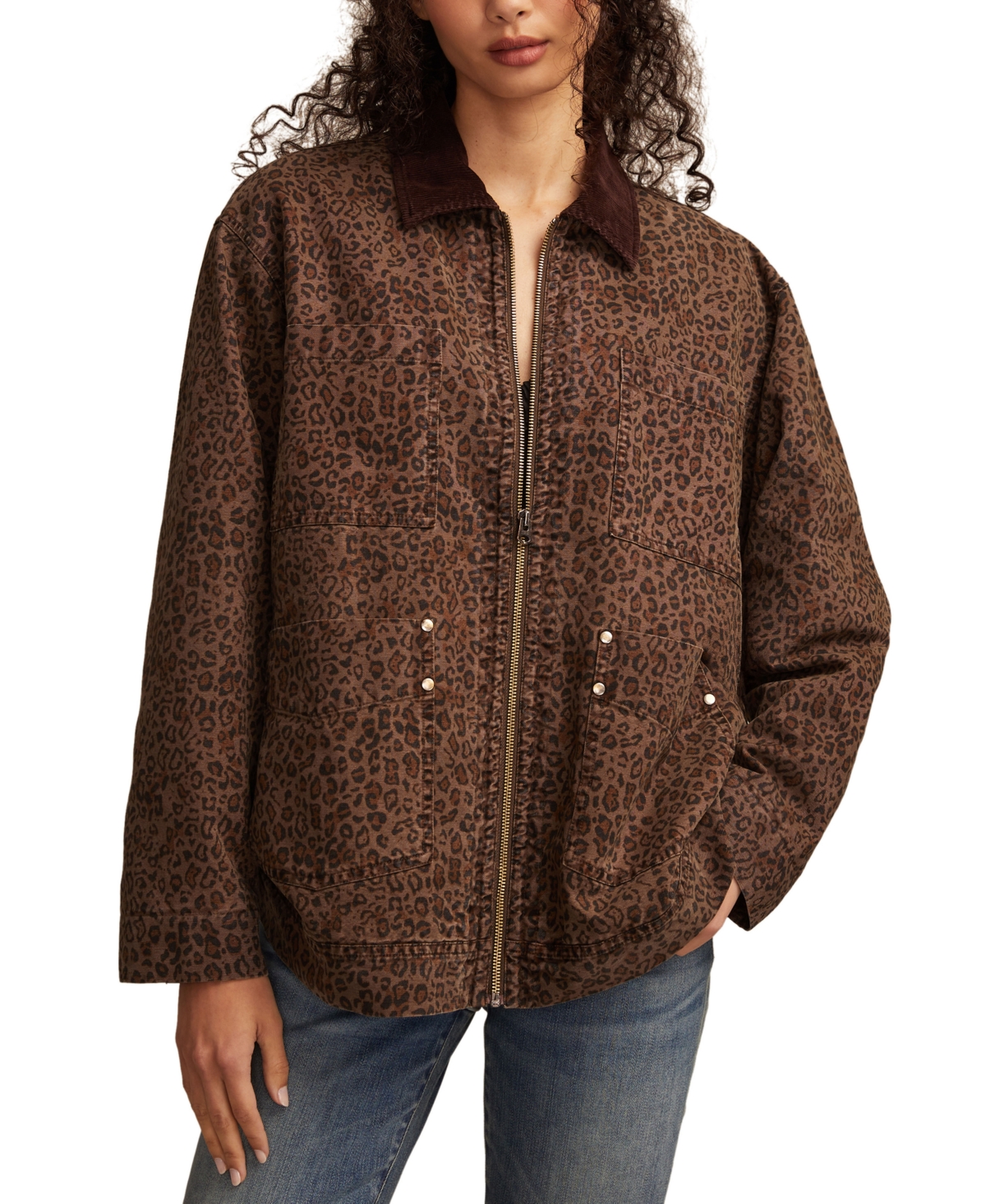 Lucky Brand Women'sâ Washed Oversized Chore Jacket In Brown