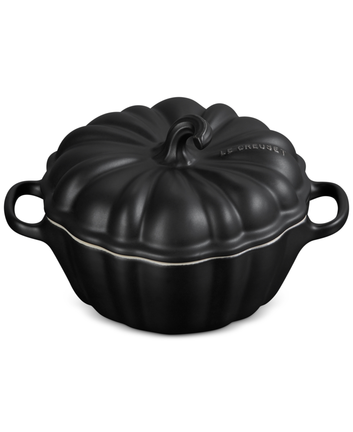 Le Creuset Stoneware Figural 12-oz. Pumpkin Petite Cocotte In Black