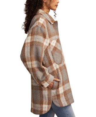 Women's Oversized Plaid Shirt Jacket