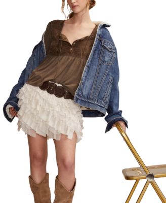 Women's Embroidered Yoke Square Neck Top