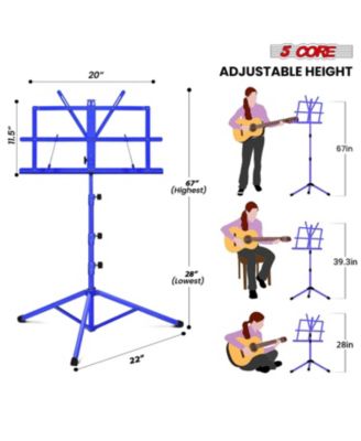 Music Stand Adjustable Desktop Book Stands Portable Sheet Holder All Metal Foldable Bookstand - MUS FLD 4S BLU WLGT